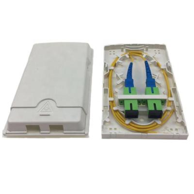 2 Core FTTH Mini Fiber Optic Termination Box wall mounted Fiber Optic Splitter Box With SC Splitter MIni Fiber Optic Equipment  2 Core FTTH Mini Fiber Optic Termination Box wall mounted Fiber Optic Splitter Box With SC Splitter MIni Fiber Optic Equipment